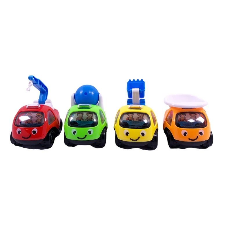 Комплект строителни камиончета Chippo 176415-4, Ултра Инерционен механизъм, С движещи се части, 4 броя, Многоцветен